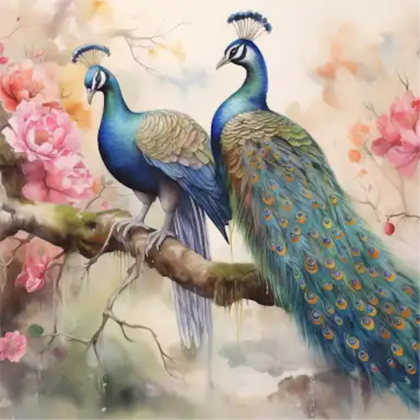 Peacocks painting