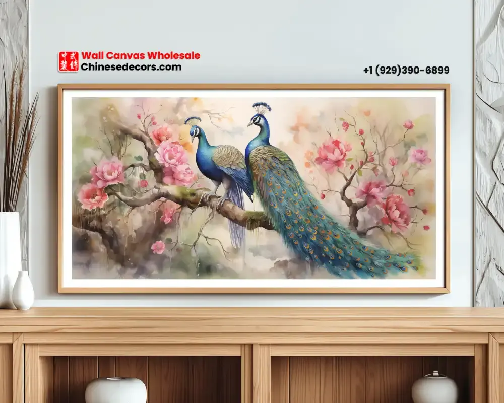 Majestic Peacocks & Blossom
